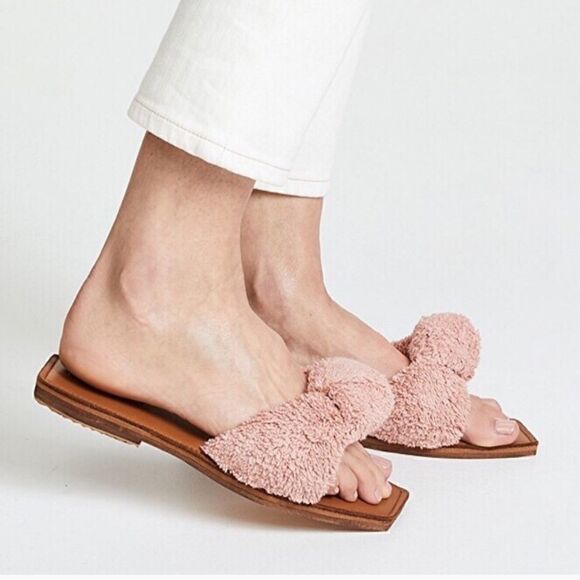 Anthropologie Parme Marin NODE TERRYCLOTH  size 8 Handmade Pink Rose Flats - Picture 1 of 7